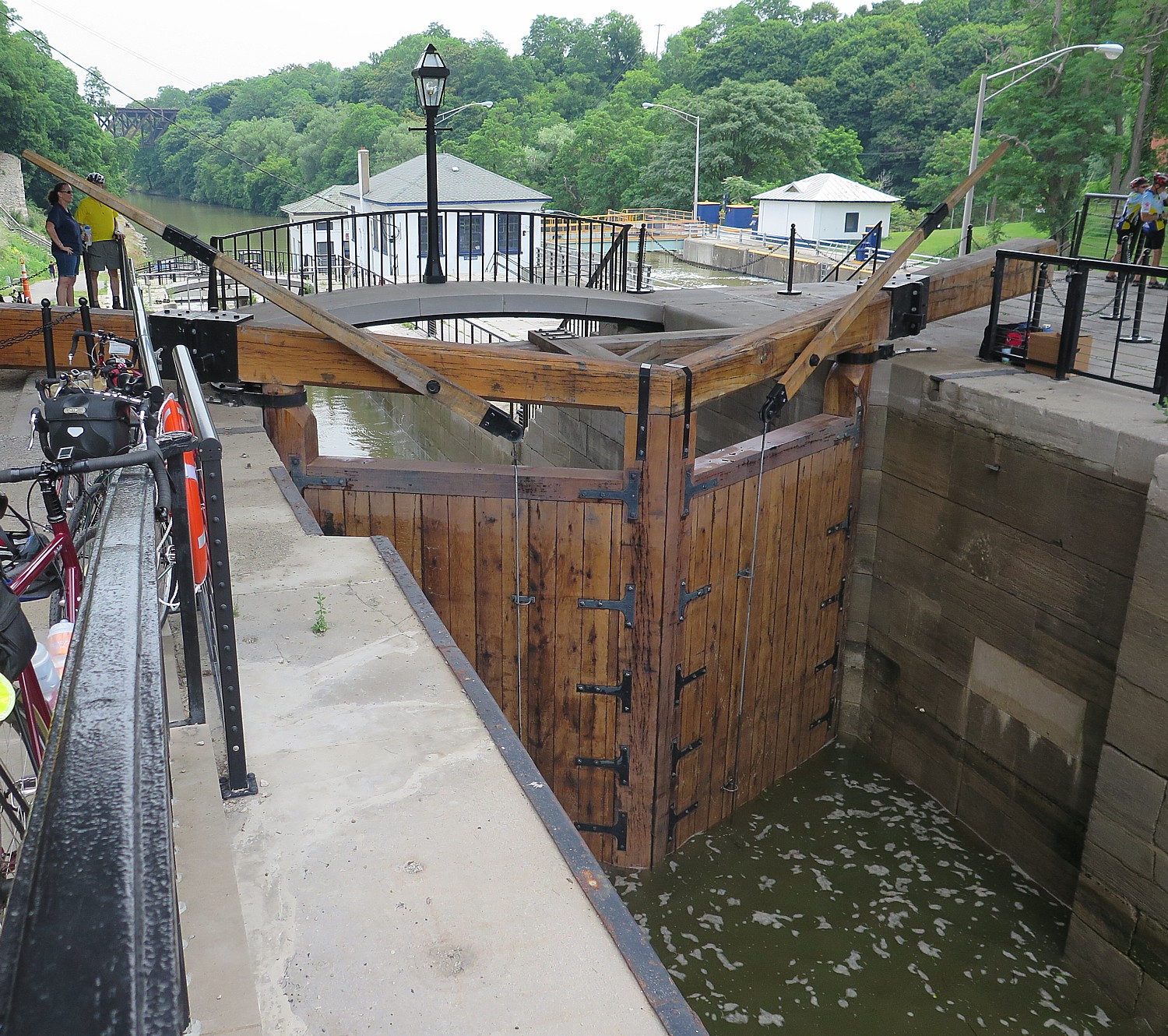  Last remaining original lock on the original Erie Canal, Lockport, NY, sits beside the enlarged New York State Barge Canal, which was just designated a national historic landmark © 2017 Karen Rubin/goingplacesfarandnear.com 